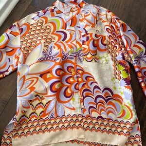 Zara Orange and Purple Geometric Blouse Set